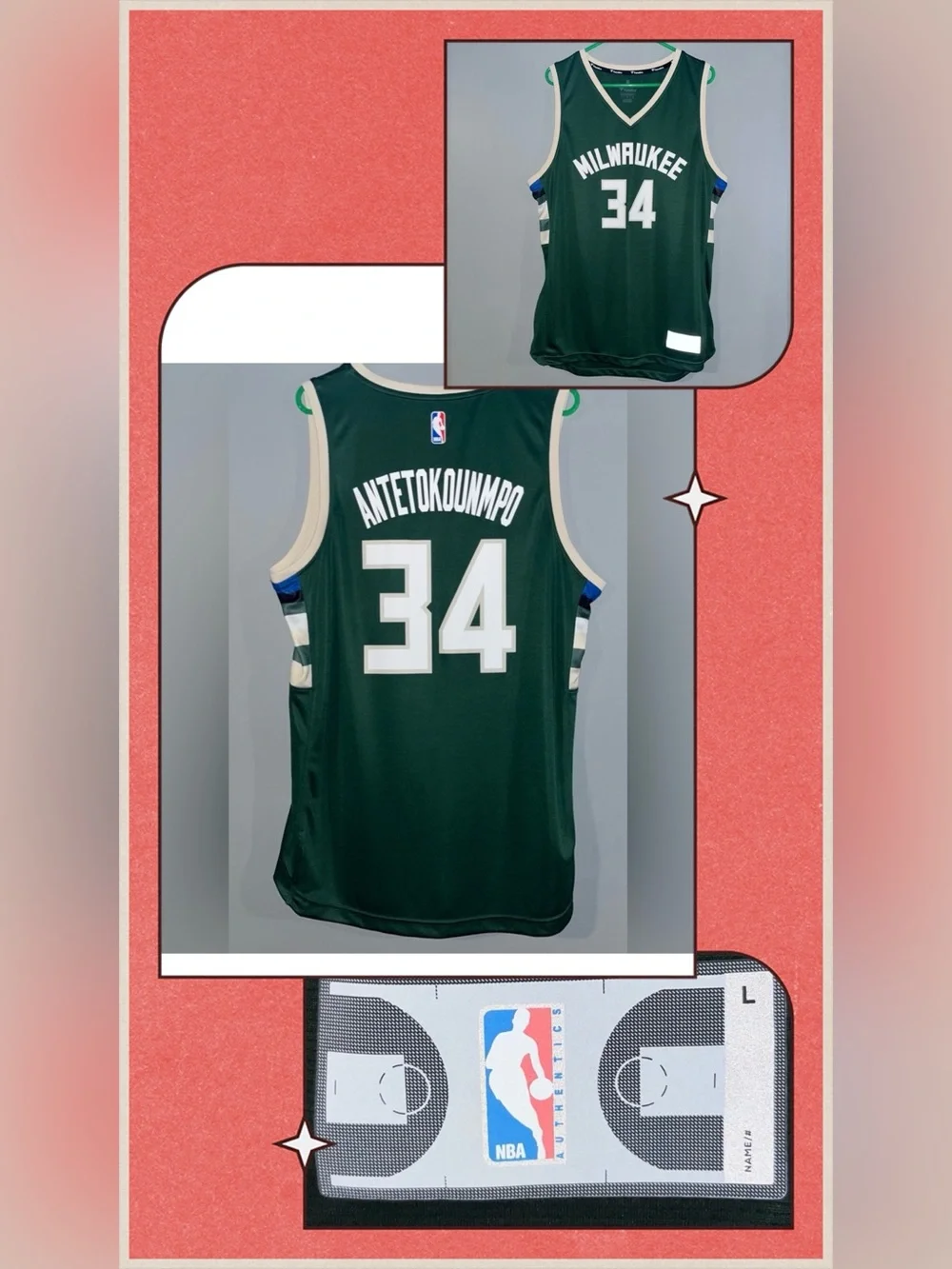 Milwaukee Bucks Giannis Antetokounmpo No. 34 Green + Cream NBA Basketball Jersey